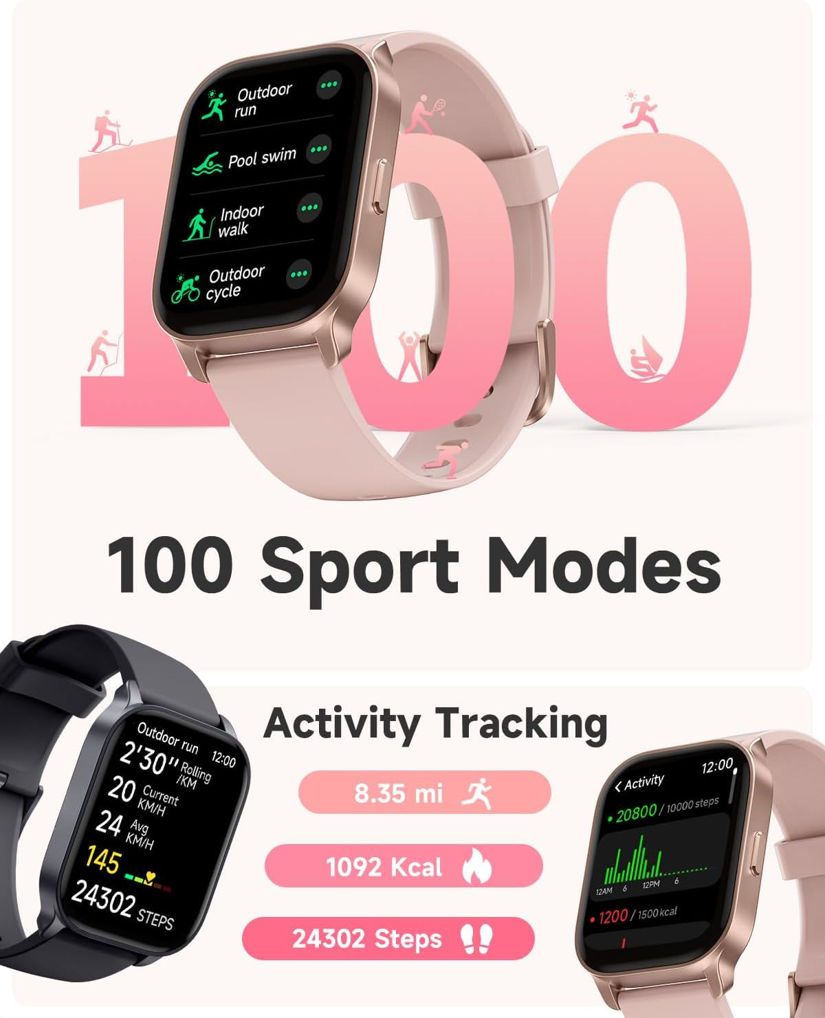 2024 Newest Fitness Tracker Smart Watches for Women/Men, Phone Call, Alexa