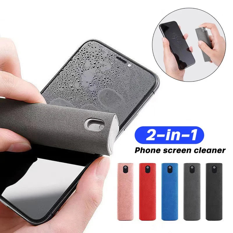 2 in 1 Phone Screen Cleaner Spray Computer Mobile Phone Screen Dust Remover Tool Microfiber Cloth for Iphone Ipad Apple Polish