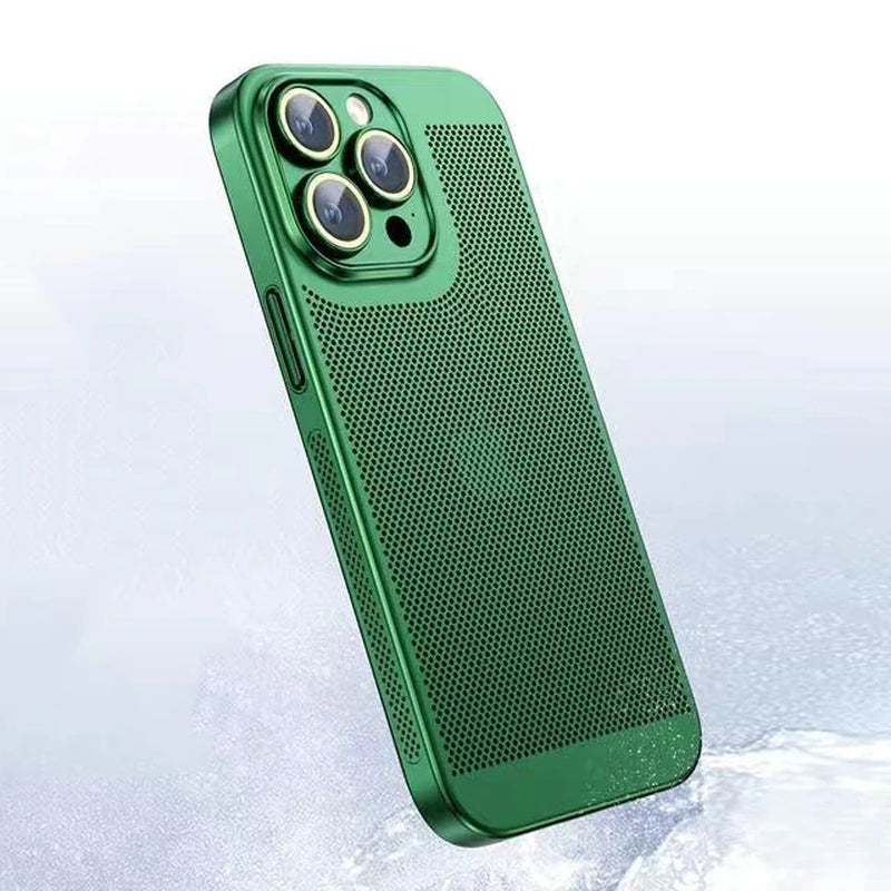 Heat Dissipation Phone Case for  15 14 11 12 13 Pro Max 14Plus XS Max Mini Cover Electroplated Border Honeycomb Mesh Shell