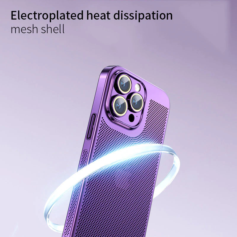 Heat Dissipation Phone Case for  15 14 11 12 13 Pro Max 14Plus XS Max Mini Cover Electroplated Border Honeycomb Mesh Shell