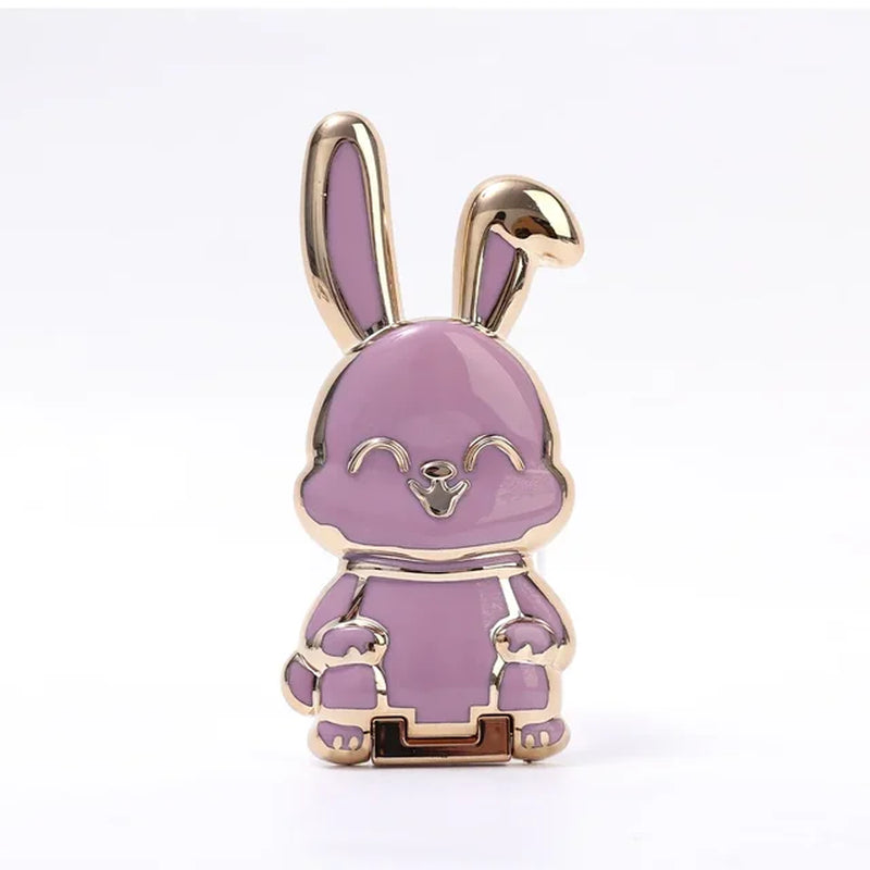 Universal Finger Ring Phone Holder Desktop Ultra-Thin Cartoon Rabbit Phone Stand Foldable Buckle Adhesive Pull Rod Support Frame