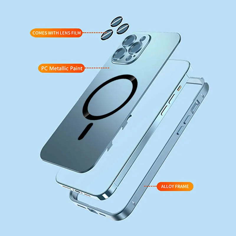 Metal Phone Case for  13 12 14 15 Pro Max plus Original Phone Color Magnetic Cover for IPHON 14 15 Promax Aluminum Shell