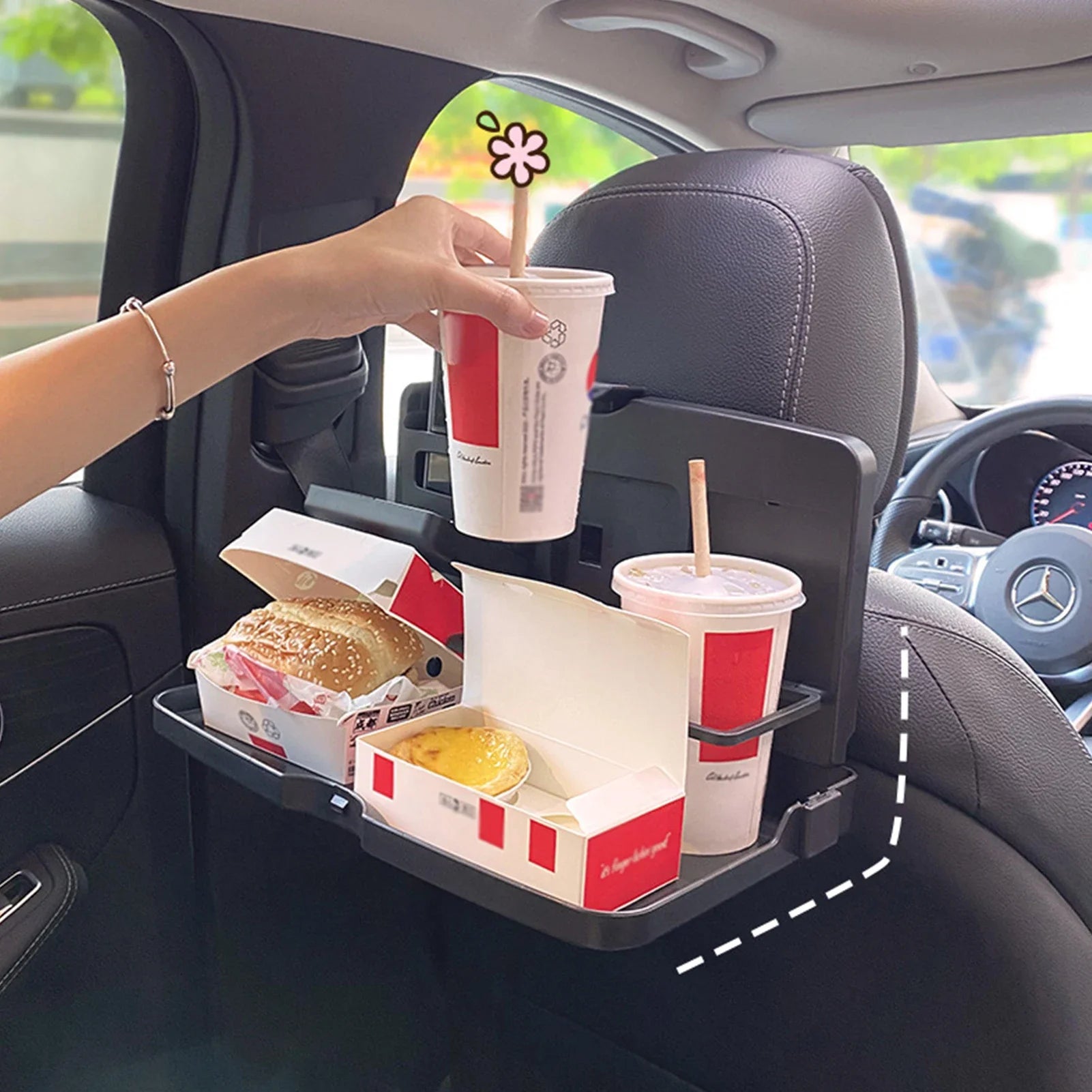 Car Back Seat Portabletray Table Foldable Car Backseat Table Organizer Car Work Dining Table Food Tray for Food and Drink